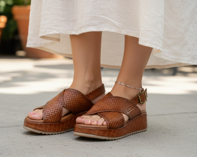 Eric Michael Fawna Braided Leather Wedge Sandal