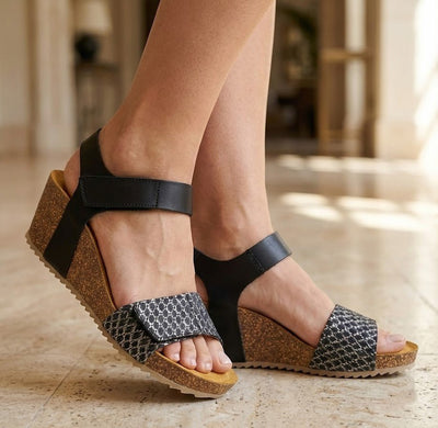 Eric Michael Gypsy Studded Fringe Wedge Sandal