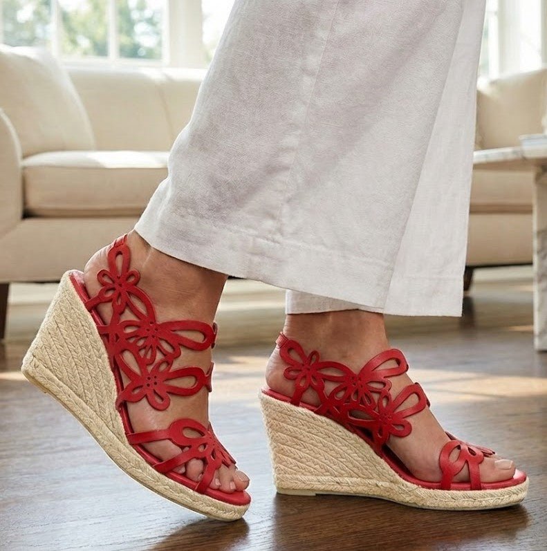 Eric Michael Jillian Laser-Cut Wedge Sandal
