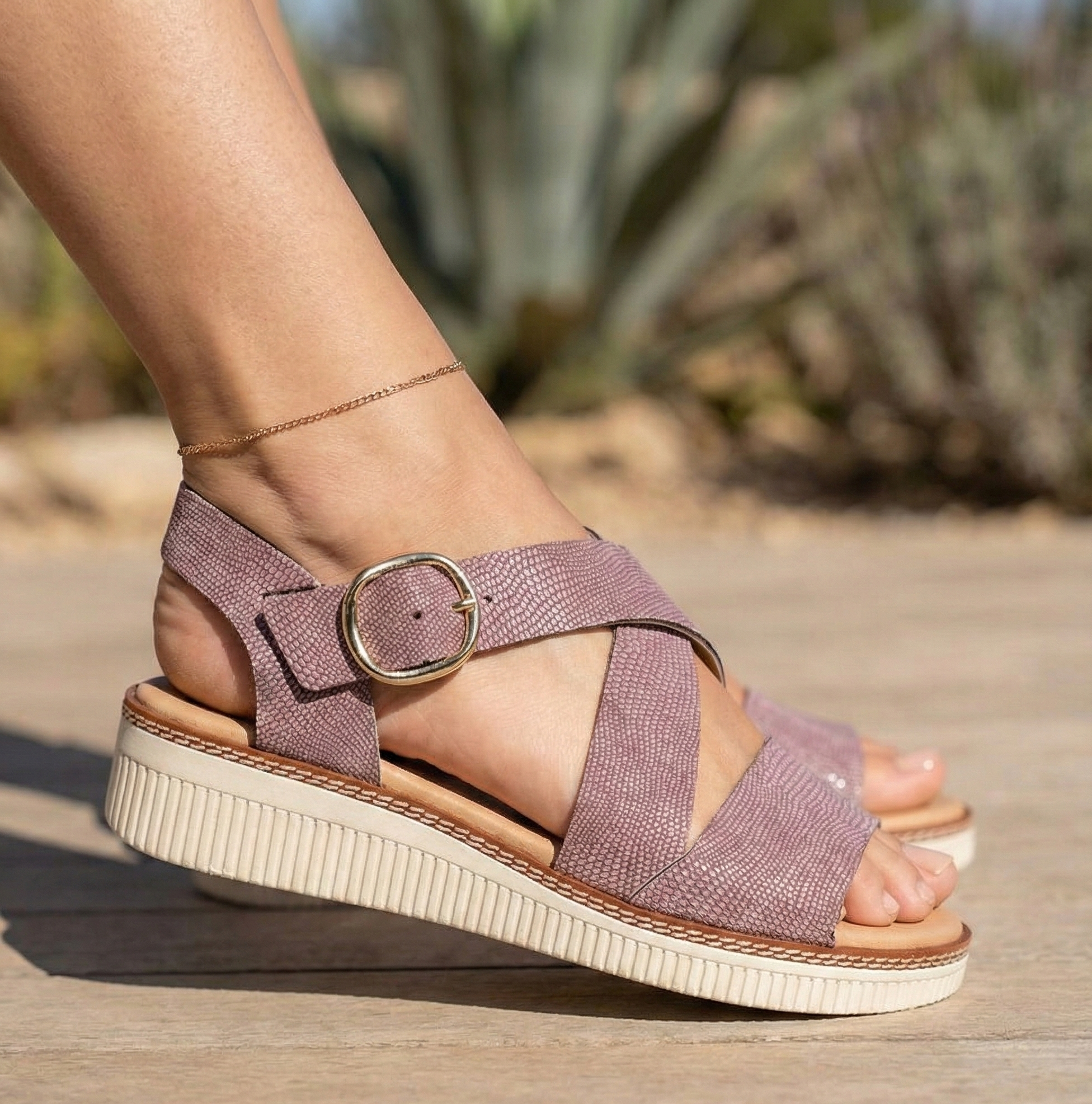 Eric Michael Khloe Strappy Leather Wedge Sandal