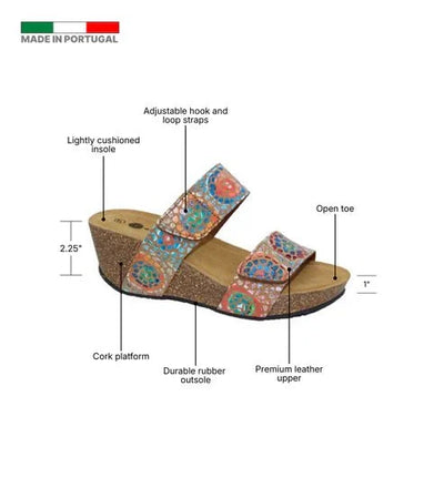 Eric Michael Lily Leather Wedge Sandals