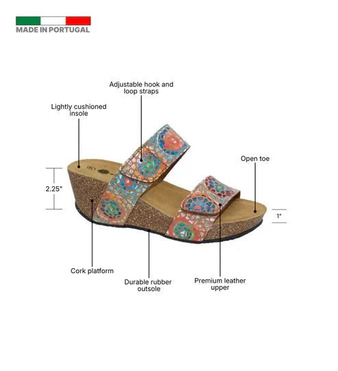 Eric Michael Lily Leather Wedge Sandals