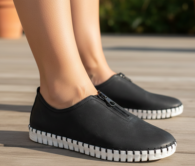 Eric Michael Marlo Leather Zipper Slip-On Sneaker