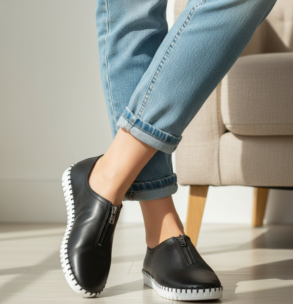 Eric Michael Marlo Leather Zipper Slip-On Sneaker