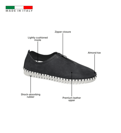 Eric Michael Marlo Leather Zipper Slip-On Sneaker