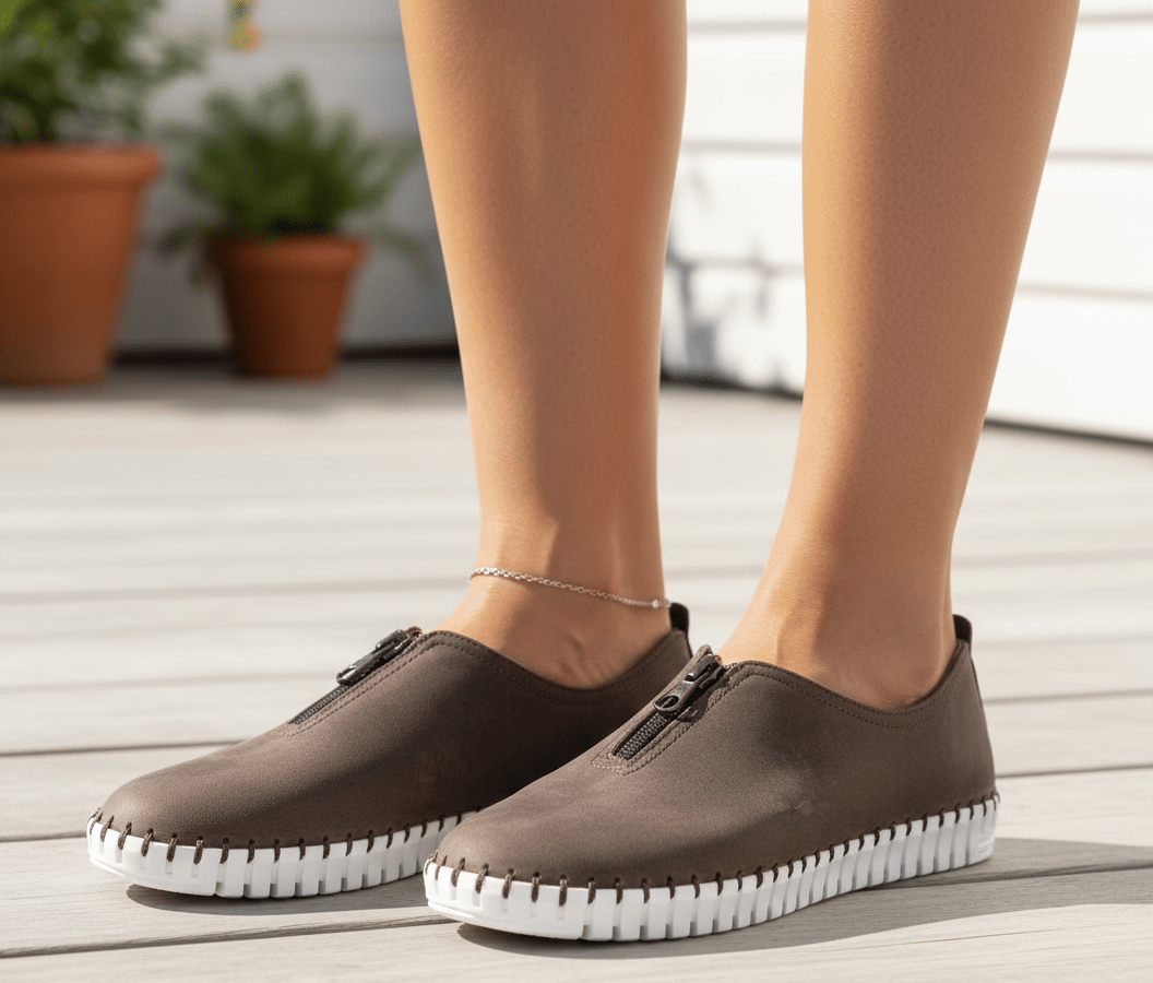 Eric Michael Marlo Leather Zipper Slip-On Sneaker