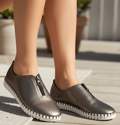 Eric Michael Marlo Leather Zipper Slip-On Sneaker