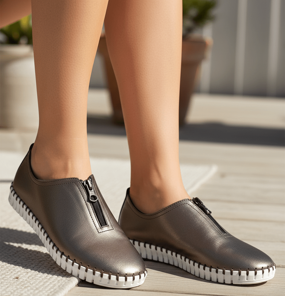 Eric Michael Marlo Leather Zipper Slip-On Sneaker