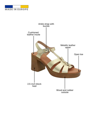 Eric Michael Misha Leather Block Heel Sandal