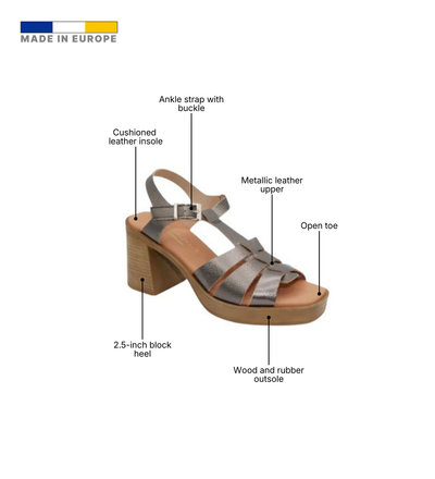 Eric Michael Misha Leather Block Heel Sandal
