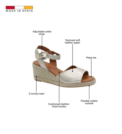 Eric Michael Napa Textured Leather Wedge Sandal