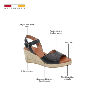 Eric Michael Napa Textured Leather Wedge Sandal