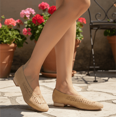 Eric Michael Olivia Woven Raffia Flat