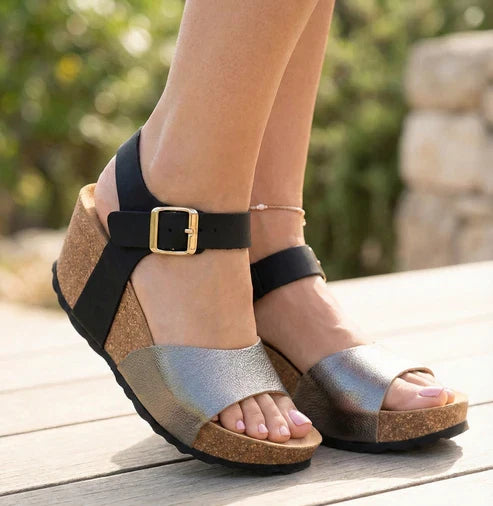 Eric Michael Rosalie Women’s Cork Wedge Leather Sandal