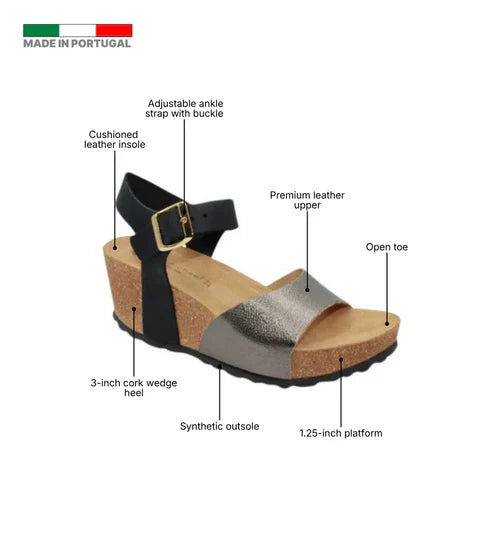 Eric Michael Rosalie Women’s Cork Wedge Leather Sandal