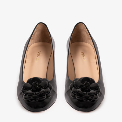 Vinci Leather The Diva Black Leather Cap Toe Block Heel Pump Women Shoe – product view 2