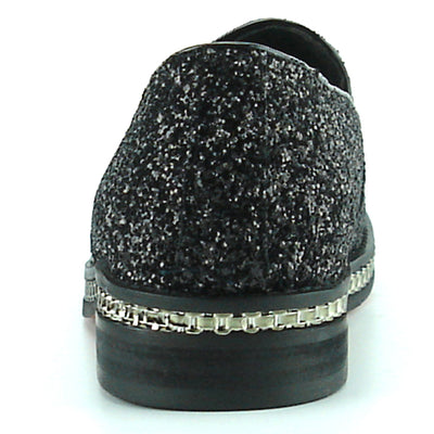 FI-7118 Black Glitter Slip on Loafer Fiesso by Aurelio Garcia