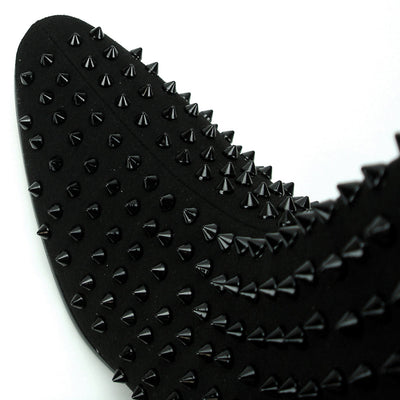 FI-7142 Black Suede Black Spikes Cuban Heel Fiesso by Aurelio Garcia Boot with Side Zipper