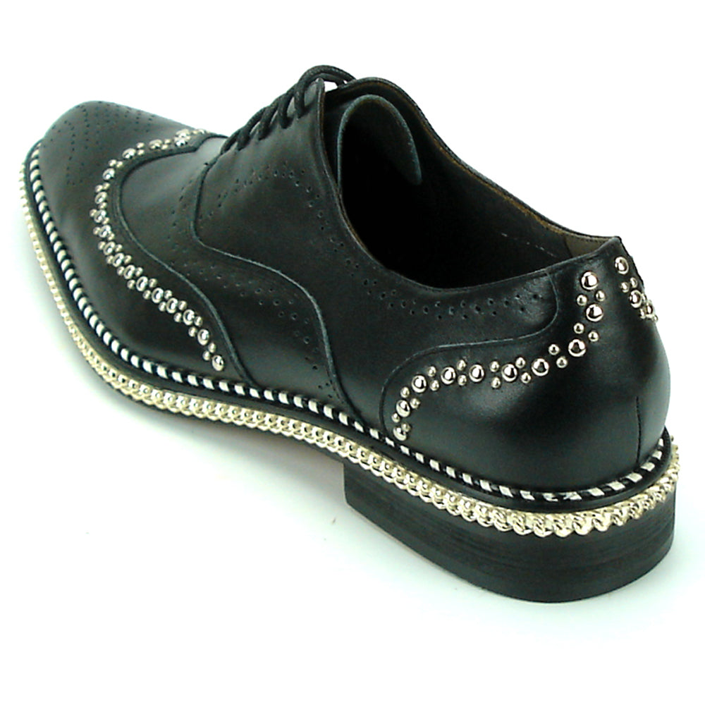 FI-7201 Black Genuine Leather Lace up Wing Tip Fiesso by Aurelio Garcia