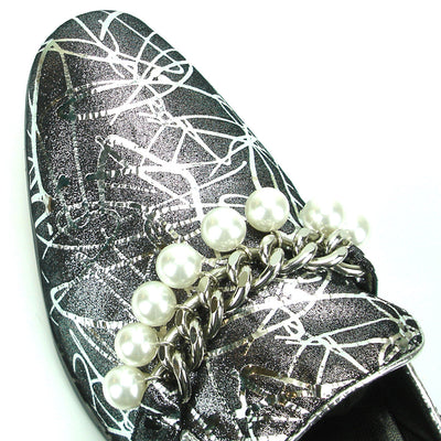 FI-7215 Silver Leather silver chain with pearls Fiesso by Aurelio Garcia Suede