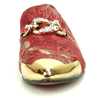 FI-7253 Red Embroidered Slip on Metal Tip Fiesso by Aurelio Garcia