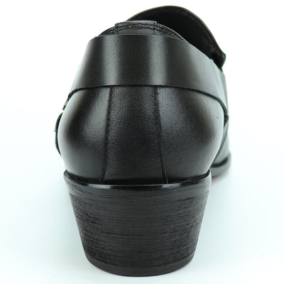 FI-7278 Black Leather Shoe Pointed Toe Slip on Fiesso by Aurelio Garcia