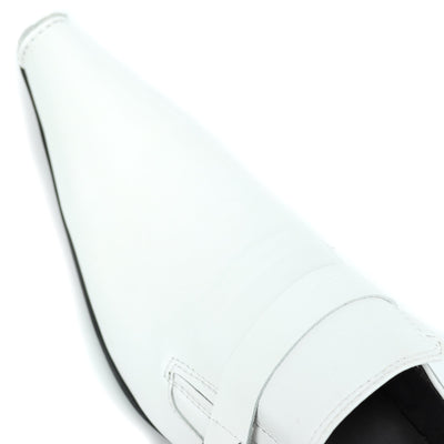 FI-7278 White Leather Shoe Pointed Toe Slip on Fiesso by Aurelio Garcia