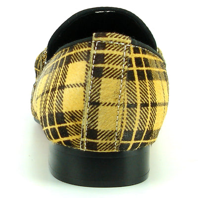 FI-7291 Black Yellow Pony Hair with Gold Metal Chain Loafer Fiesso by Aurelio Garcia