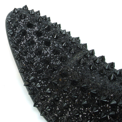 FI-7504 Black Glitter Black Spikes High top Boot Fiesso by Aurelio Garcia