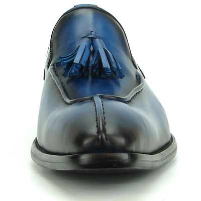 FI-8701 Navy Blue Leather Slip on with Tassel Fiesso by Aurelio Garcia