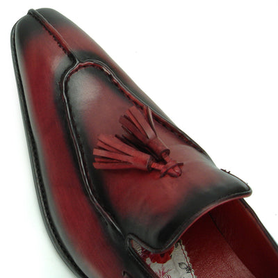 FI-8701 Burgundy Leather Slip on with Tassel Fiesso by Aurelio Garcia
