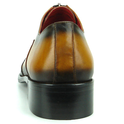 FI-8714 Tan Leather Wing Tip With Front Zipper Encore by Fiesso