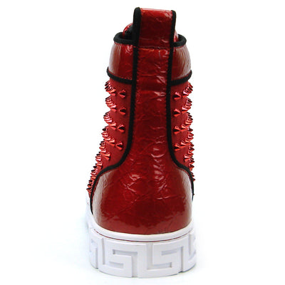 FI-2364 Red Suede Red Spikes High top Sneaker Encore by Fiesso