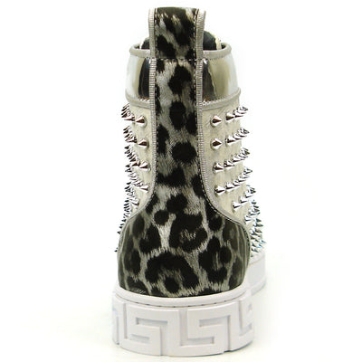 FI-2364 Silver Suede Silver Spikes High top Sneaker Encore by Fiesso