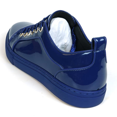 FI-2415-2 Navy Patent Leather Lace up Sneaker Encore by Fiesso