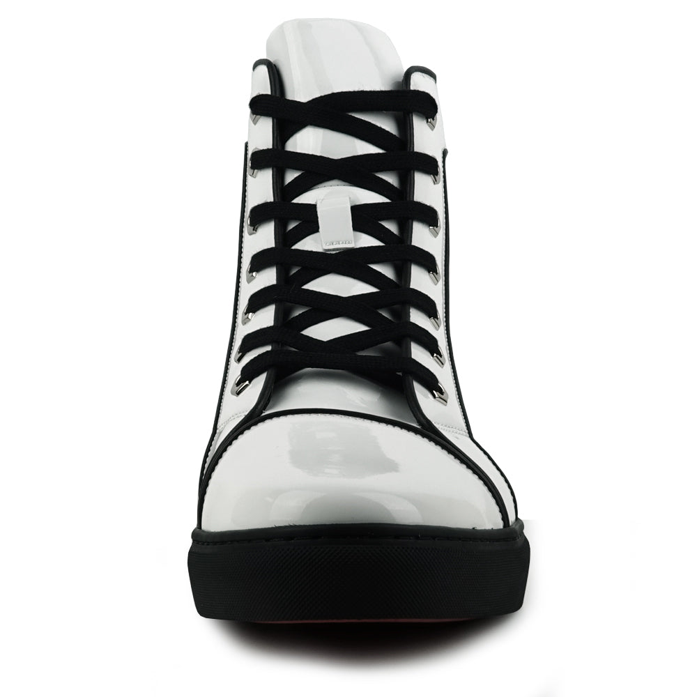 FI-2416 White Patent Leather Lace up High top Sneaker Encore by Fiesso