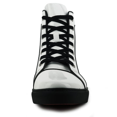 FI-2416 White Patent Leather Lace up High top Sneaker Encore by Fiesso
