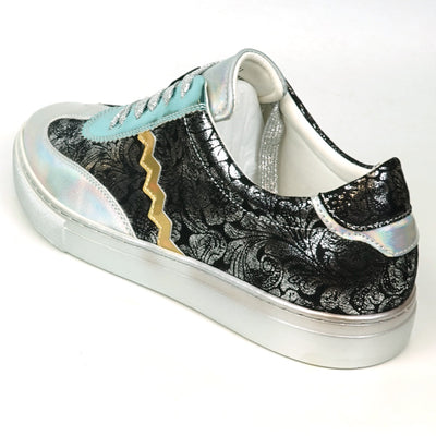 FI-2431 Silver Multi Leather Lace up Low Cut Sneaker Encore by Fiesso