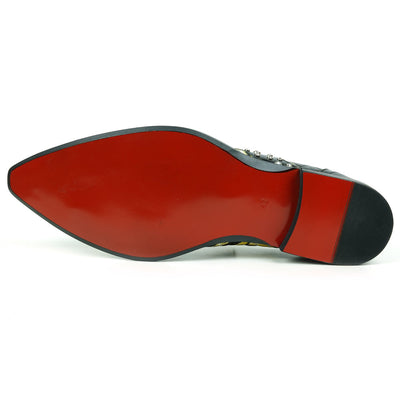 FI-6942 Black/White Genuine Patent Leather Shoe by Fiesso Gun Metal Tip Slip on