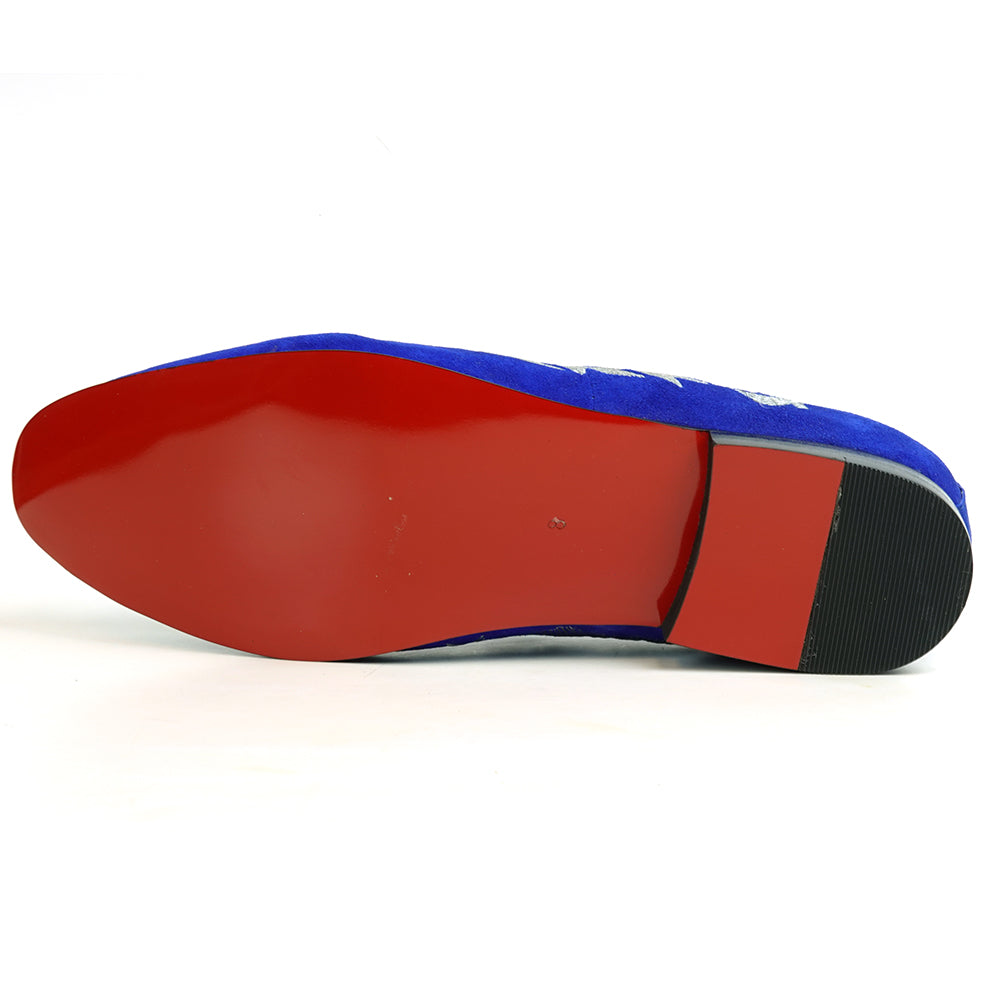 FI-7039 Royal Suede Embroidered Shoe Fiesso by Aurelio Garcia Slip on Loafer