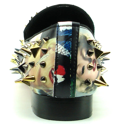 FI-7239-L Marilyn Print with Gold Spikes Slip on Fiesso by Aurelio Garcia