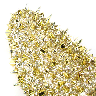 FI-7239 Gold Glitter Gold Spikes Slip on Loafer Fiesso by Aurelio Garcia