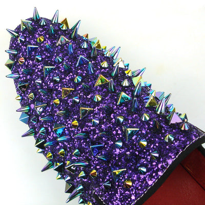 FI-7239 Purple Glitter Purple Spikes Slip on Loafer Fiesso by Aurelio Garcia