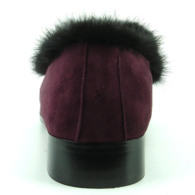 FI-7306 Burgundy Suede Black Rhinestones Ornament Slip on Fiesso by Aurelio Garcia