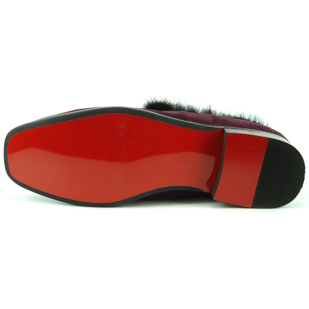 FI-7306 Burgundy Suede Black Rhinestones Ornament Slip on Fiesso by Aurelio Garcia