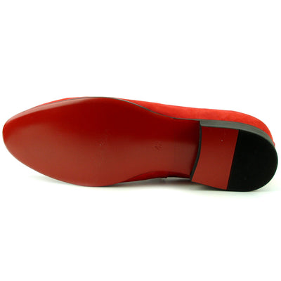 FI-7355 Red Suede Multi Color Rhinestone Ornament Slip on Fiesso by Aurelio Garcia