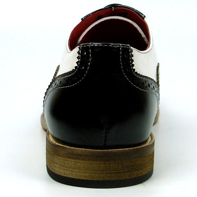 FI-7400 Black White Leather Wingtip Lace up Fiesso by Aurelio Garcia