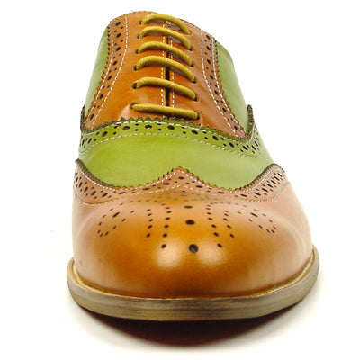 FI-7400 Brown Green Leather Wingtip Lace up Fiesso by Aurelio Garcia
