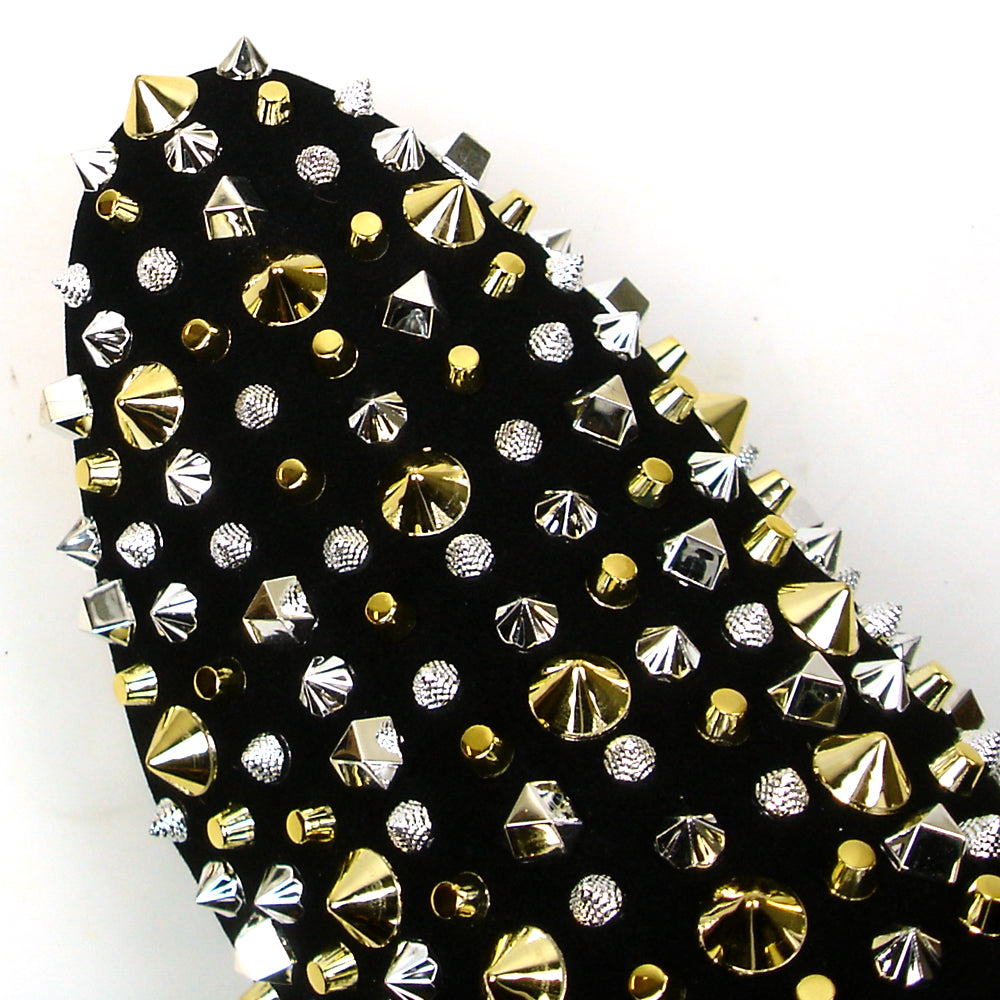 FI-7418 Black Suede Black Silver Studs Fiesso by Aurelio Garcia Mens Sandals