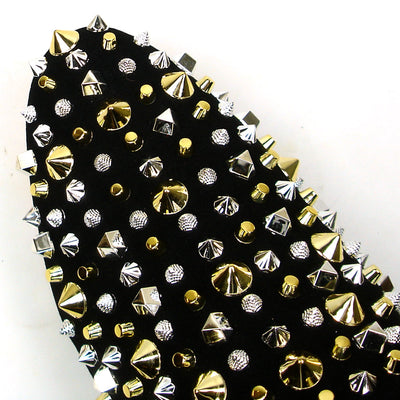 FI-7418 Black Suede Black Silver Studs Fiesso by Aurelio Garcia Mens Sandals
